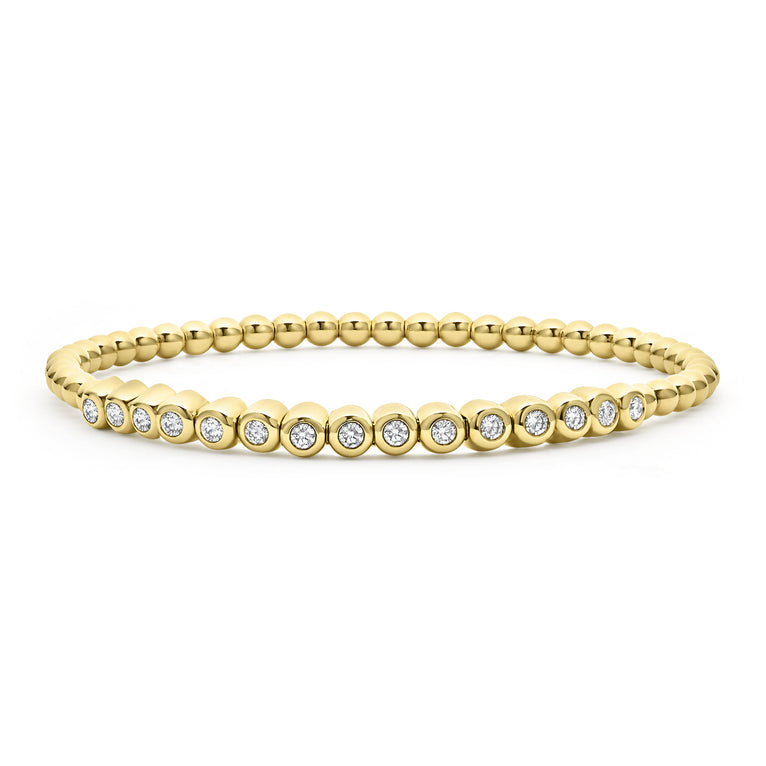 Caviar Gold 18K Gold Diamond Stretch Bracelet