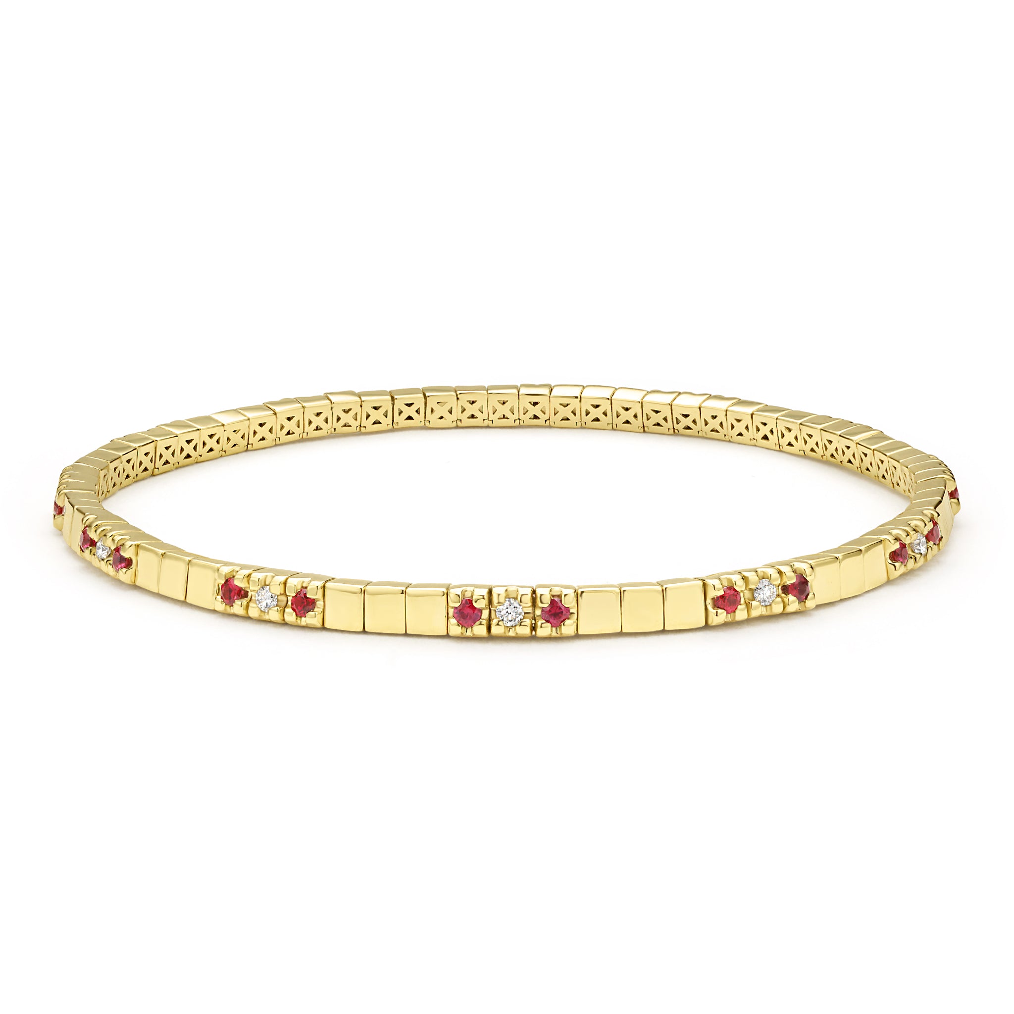 Studio 18K Gold Ruby and Diamond Square Tennis Bracelet