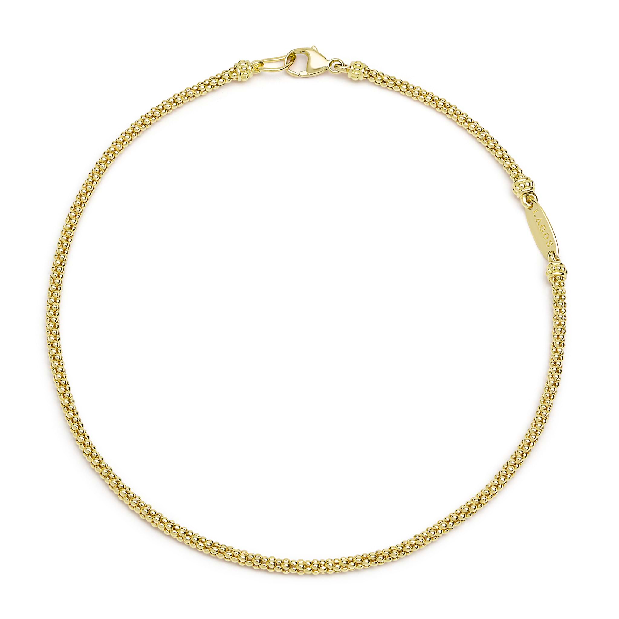 18K gold caviar beaded bracelet, 2 mm, lobster clasp.