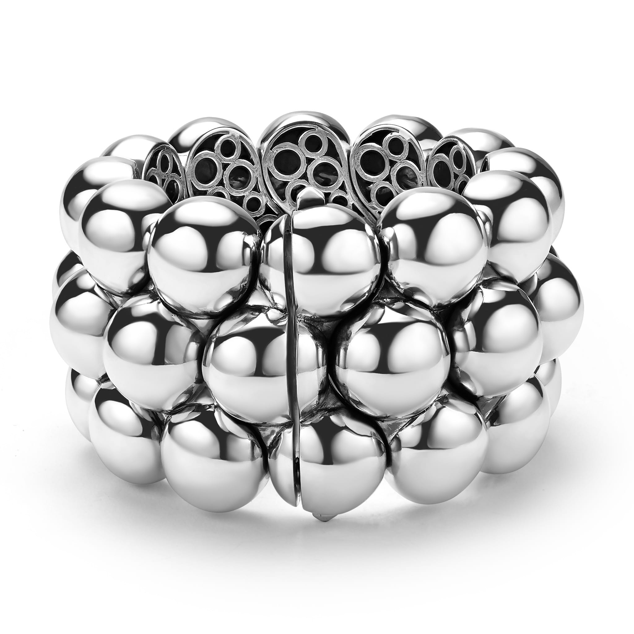 back of 45mm sterling silver beaded statement bracelet