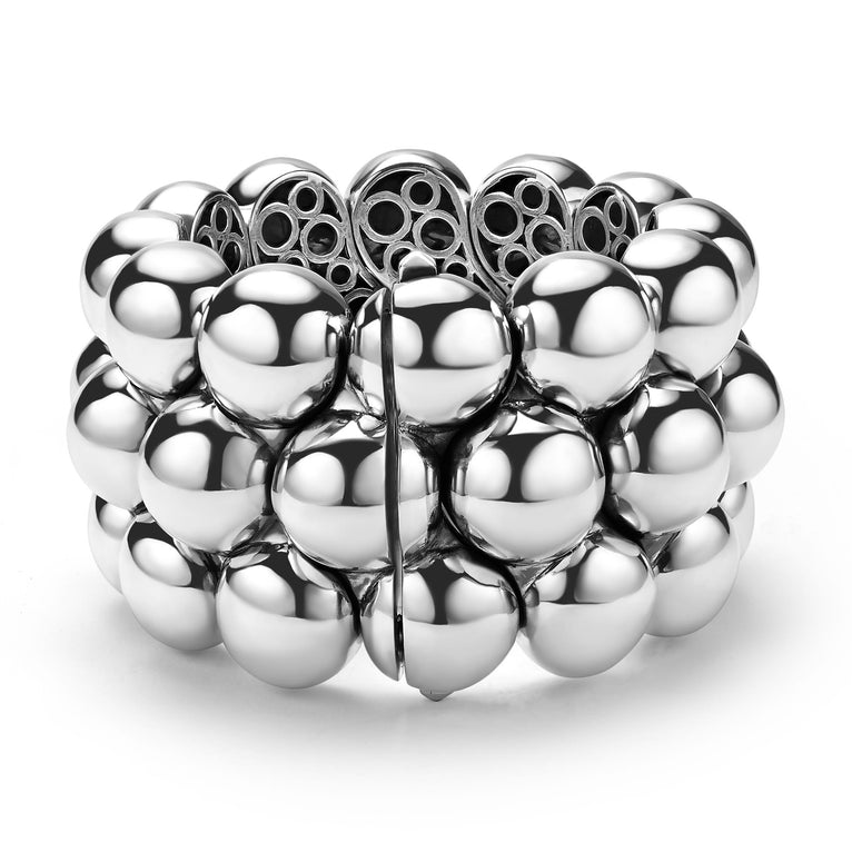 back of 45mm sterling silver beaded statement bracelet