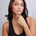 Model wearing Sterling Silver Caviar Beaded Bangle
