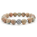 Aqua tera jasper bracelet with a sterling silver Caviar beaded station.