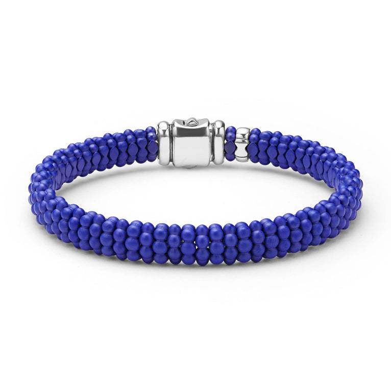 LAGOS ultramarine blue Caviar ceramic beaded bracelet in 9 mm with sterling silver clasp