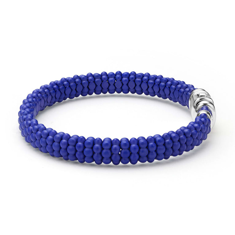LAGOS ultramarine blue Caviar ceramic beaded bracelet in 9 mm with sterling silver clasp