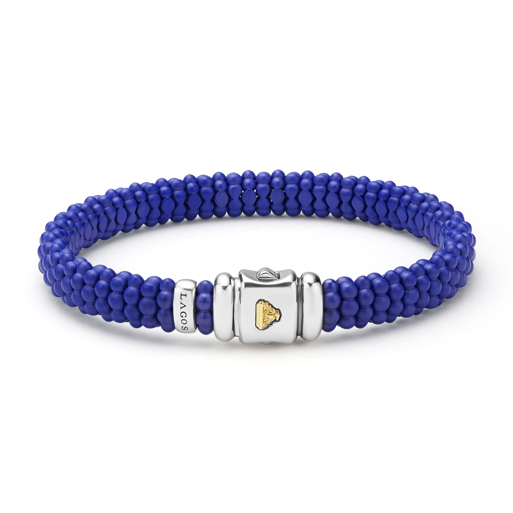 LAGOS ultramarine blue Caviar ceramic beaded bracelet in 9 mm with sterling silver clasp