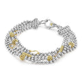 Side view of Two-Toned Caviar Five Strand Chain Bracelet