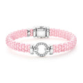 Full view of Sterling Silver and Ceramic Diamond Circle Pink Bracelet