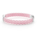 Side view of Sterling Silver and Ceramic Diamond Circle Pink Bracelet