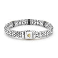 back of 9mm sterling silver beaded bracelet with black ceramic and gold details