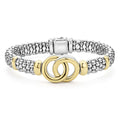 18K gold and sterling silver accents Caviar beading to form this signature interlocking bracelet.