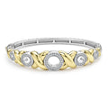 Five diamond circles set in 18K gold X-motifs accent this sterling silver Caviar beaded bracelet. LAGOS diamonds are the highest quality natural stones.