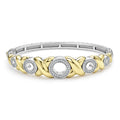 Five diamond circles set in 18K gold X-motifs accent this sterling silver Caviar beaded bracelet. LAGOS diamonds are the highest quality natural stones.