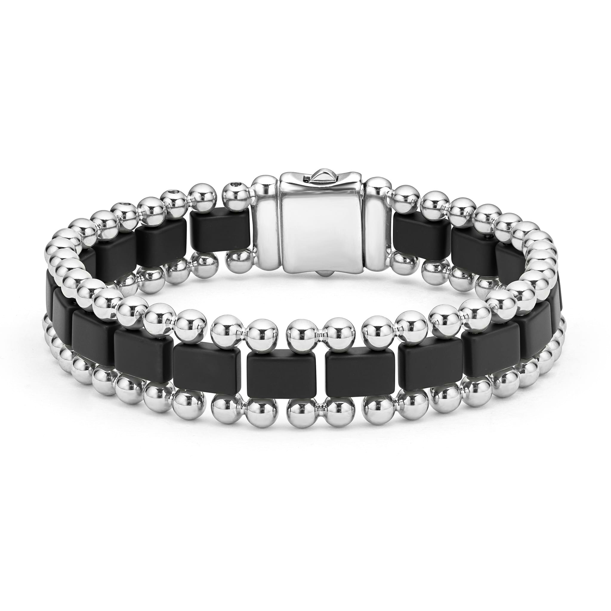 Boutons De Manchette Lagos - Argent 925, Agate Noire Motif Crâne 20mm - Occasion Très Bon état Polis
