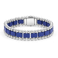Matte ultramarine ceramic and stainless steel form this Caviar beaded link bracelet. Perfect for everyday wear.
