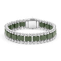Matte hunter green ceramic and stainless steel form this Caviar beaded link bracelet. Perfect for everyday wear.