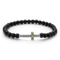 Onyx Cross Beaded Stretch Bracelet