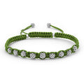 Green braided nylon with sterling silver Caviar beading forms this versatile macrame bracelet.