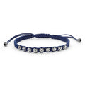 Navy blue braided nylon with sterling silver Caviar beading forms this versatile macrame bracelet.