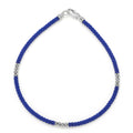 LAGOS Blue Caviar three-silver-station matte blue ceramic bracelet, 3 mm width, sterling silver lobster clasp