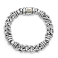 Smooth sterling silver forms this twist curb chain bracelet finished with a krunch crescent on the clasp.
