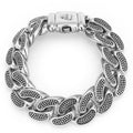 Sterling silver Caviar beading forms this 19mm curb link bracelet.