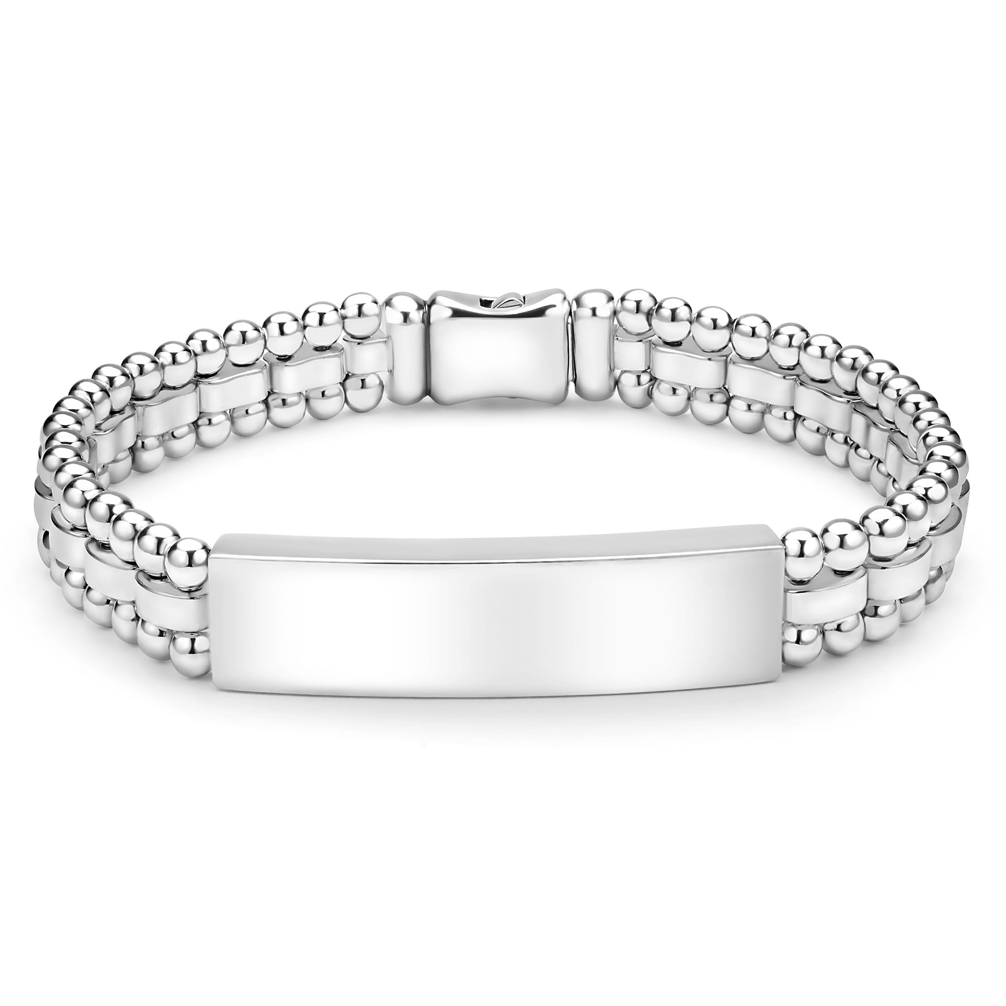 A LAGOS exclusive. A classic sterling silver ID link bracelet with an engravable link.