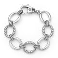 Full view of Sterling Silver Oval Fluted Link Bracelet 19mm