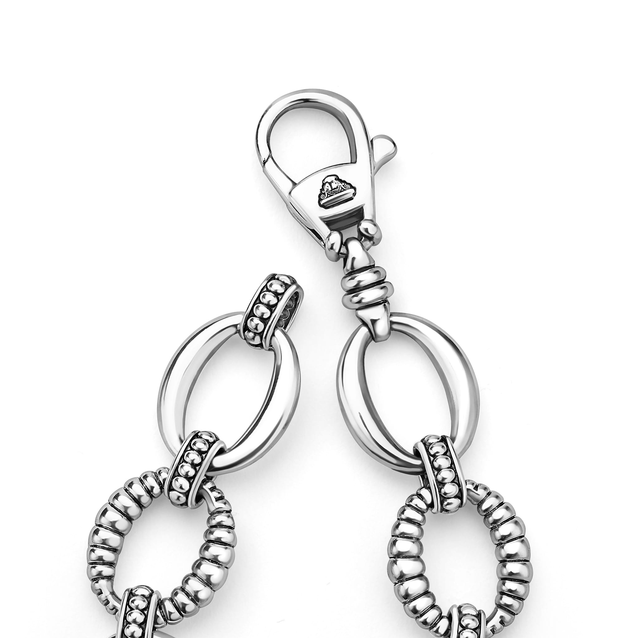 Clasp view of Sterling Silver Oval Fluted Link Bracelet 19mm