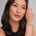 Model Wearing Sterling Silver Oval Fluted Link Bracelet 19mm