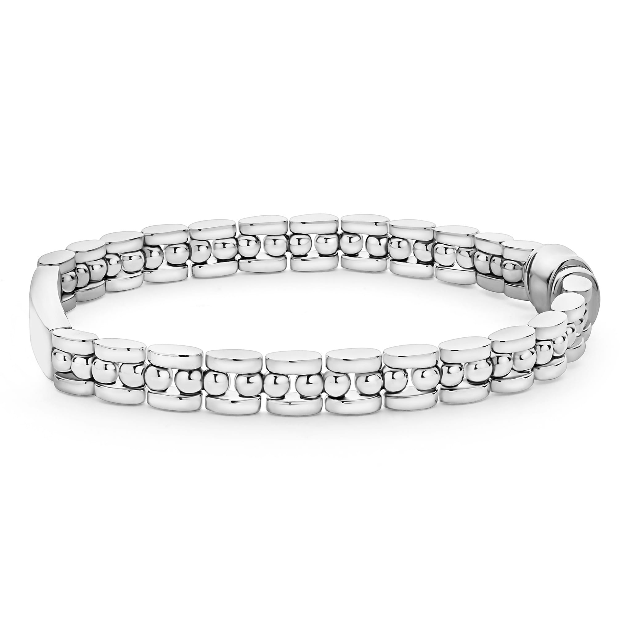 Signature Caviar Petite Silver Engravable ID Link Bracelet