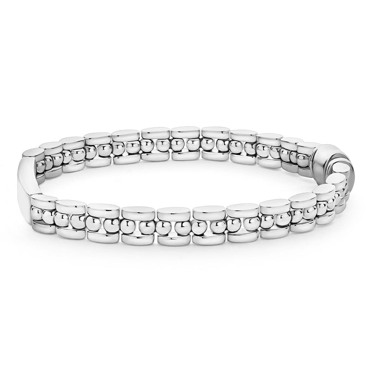 Signature Caviar Petite Silver Engravable ID Link Bracelet