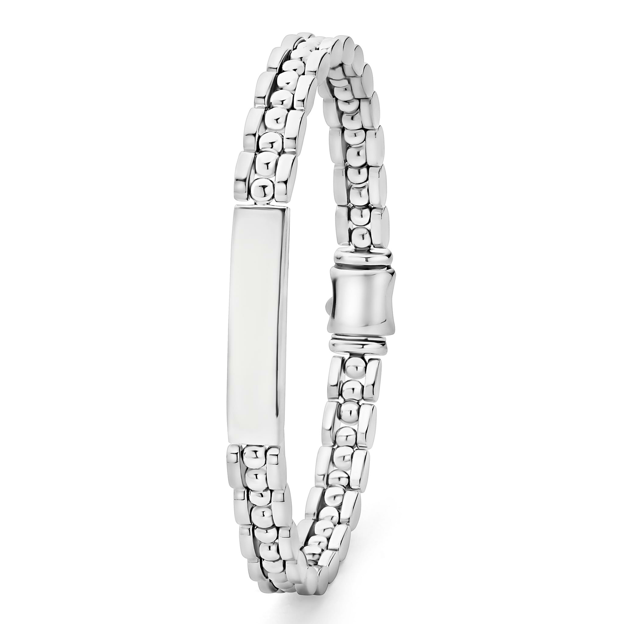 Signature Caviar Petite Silver Engravable ID Link Bracelet