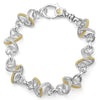 Smooth sterling silver, 18K gold superfine Caviar beading, and diamonds link to form this bracelet. LAGOS diamonds are the highest quality natural stones.