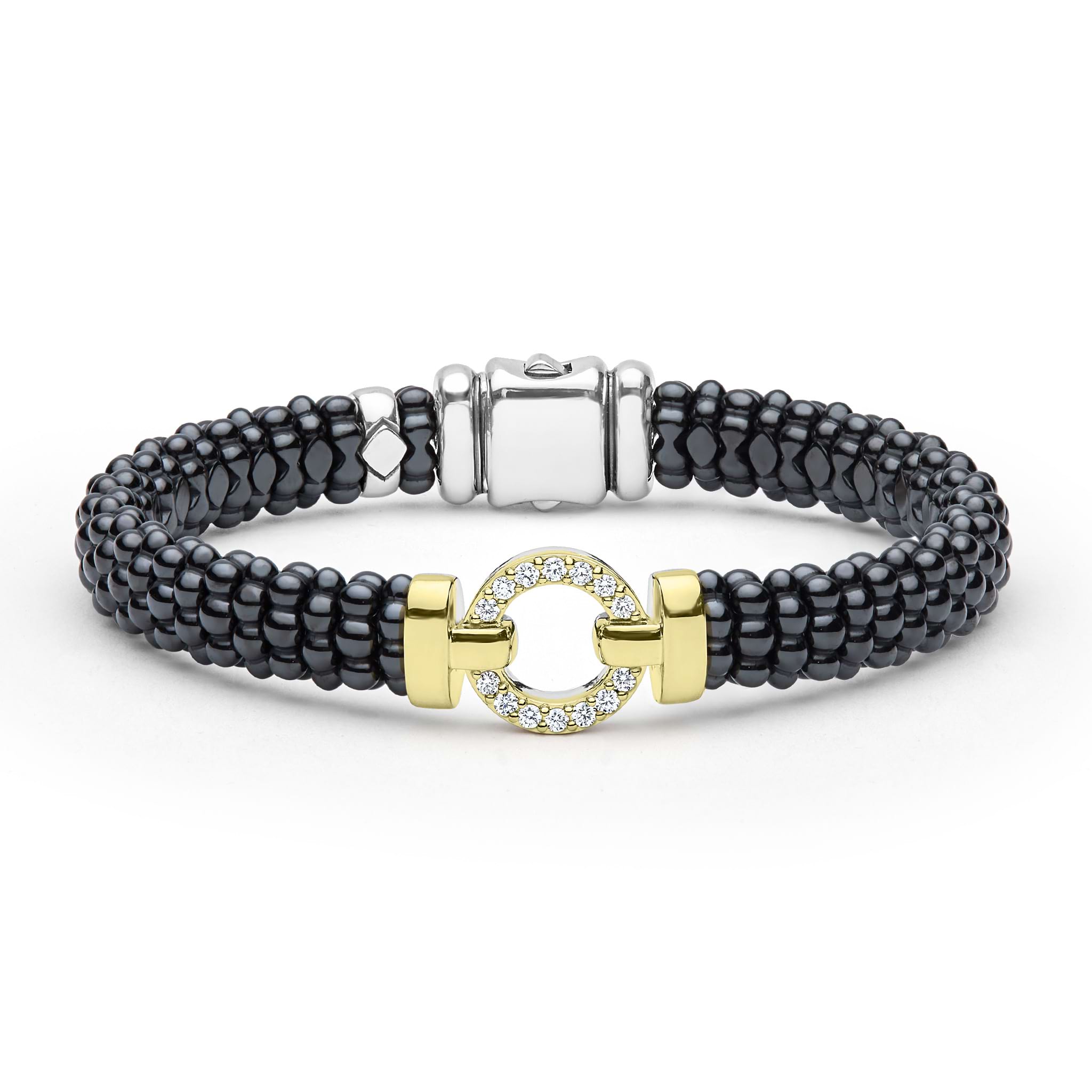 Signature Caviar 18K Gold and Black Ceramic Diamond Bracelet