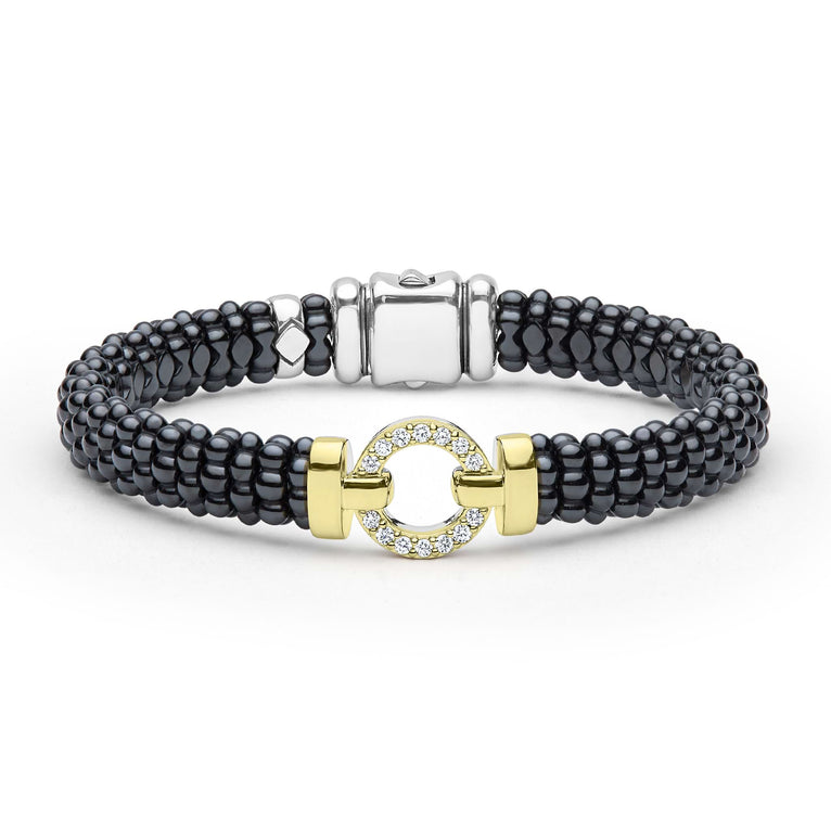 Signature Caviar 18K Gold and Black Ceramic Diamond Bracelet