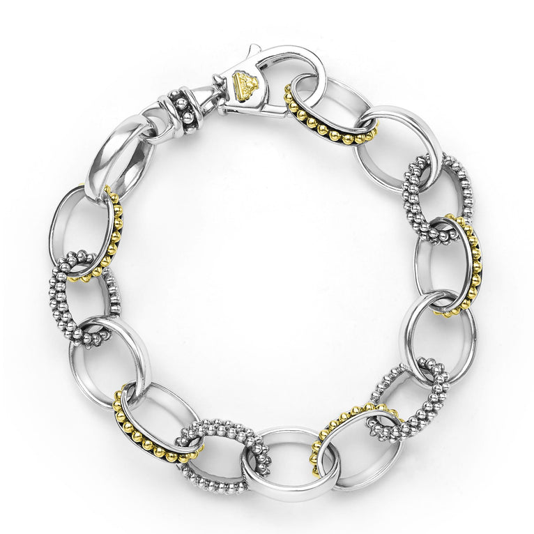 whole 13mm sterling silver and gold beaded link bracelet