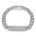 sterling silver curb link bracelet with pave diamonds
