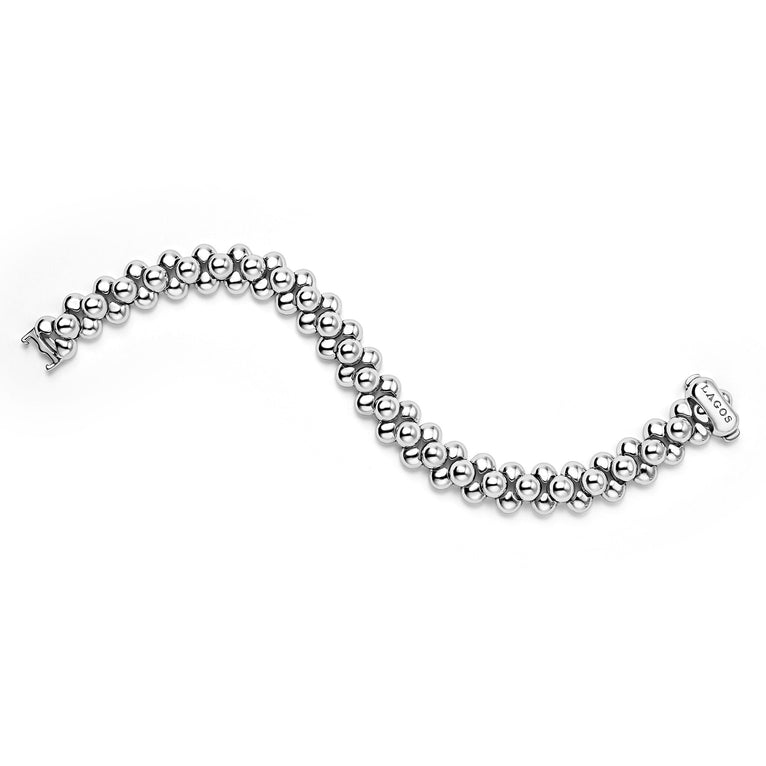 12mm sterling silver beaded statement bracelet with LAGOS engraving 