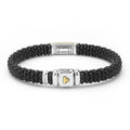 LAGOS 18K Gold matte black ceramic Caviar bracelet with diamond station, 9mm