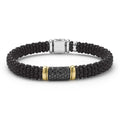 LAGOS 18K Gold matte black ceramic Caviar bracelet with black diamond station, 9mm