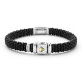LAGOS 18K Gold matte black ceramic Caviar bracelet with black diamond station, 9mm