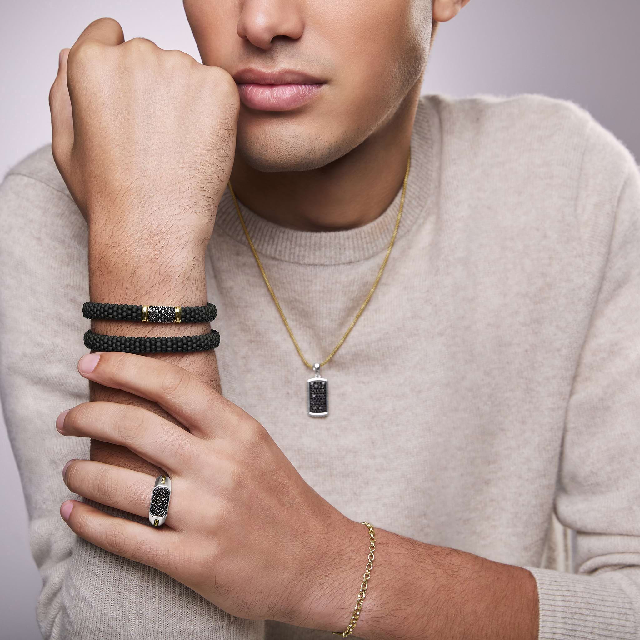 man wearing lagos jewelry