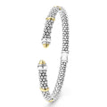 upright 5mm sterling silver cuff-style bracelet with gold beaded accents 