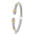 upright 5mm Sterling silver cuff-style bracelet with gold and diamond accents 