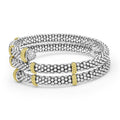 side of 5mm sterling silver wrap bracelet with gold and diamond accents