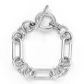 Signature Caviar Sterling Silver Link Bracelet, featuring polished circular and oval links with metal bead accents and a toggle clasp, exemplifies modern elegance and craftsmanship.