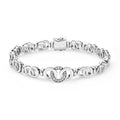 Signature Caviar Silver Petite Interlocking Diamond Link Bracelet with circular links, embellished with clear stones, crafted in sterling silver for an elegant, sophisticated look.