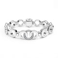 Signature Caviar Silver Interlocking Diamond Link Bracelet with polished and crystal-studded circular links, showcasing LAGOS craftsmanship and elegance.