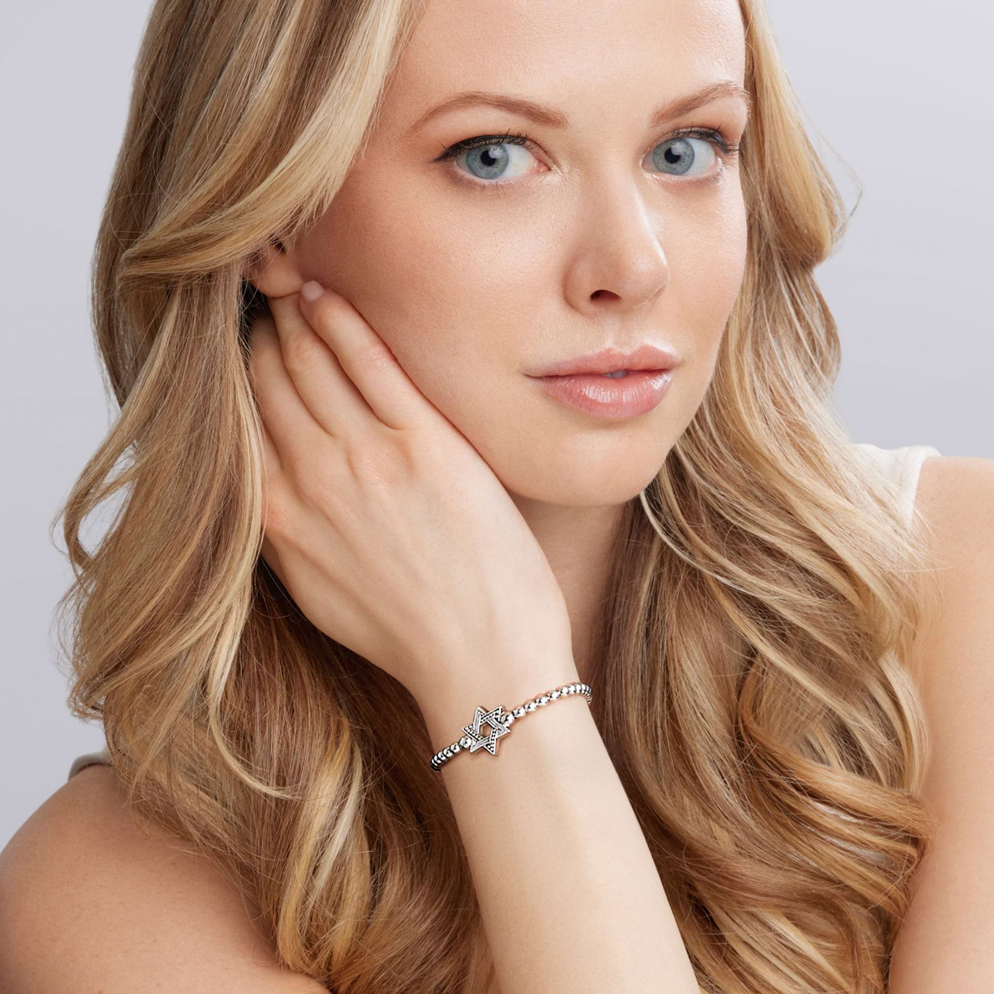 Signature Caviar Sterling Silver Star of David Stretch Bracelet